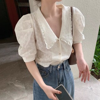 Áo Sơ Mi Cộc Tay cổ Sen siêu xinh