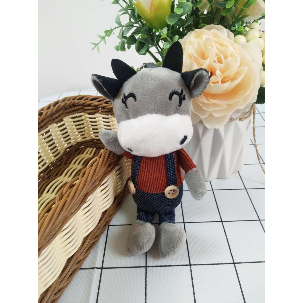 Móc chìa khóa, treo balo bông chú bò chăm chỉ phong cách Hàn Quốc cute đáng yêu làm quà tặng