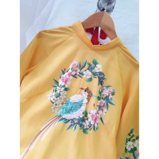 ÁO DÀI CÁCH TÂN CHIM CÔNG VÀNG, CHẤT LỤA MỀM CAO CẤP