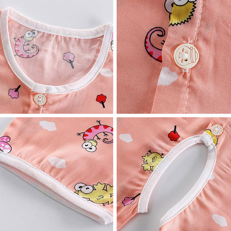 Áo Liền Quần Tay Dài Vải Cotton Mỏng Thời Trang Mùa Hè Cho Bé