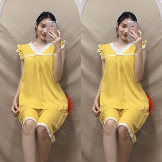 Bộ đồ bầu mặc nhà chất đũi mát