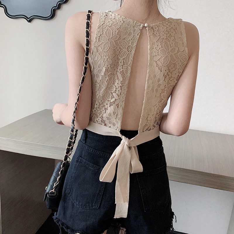 Áo sát nách phối ren hoa phong cách quyến rũ dành cho nữ