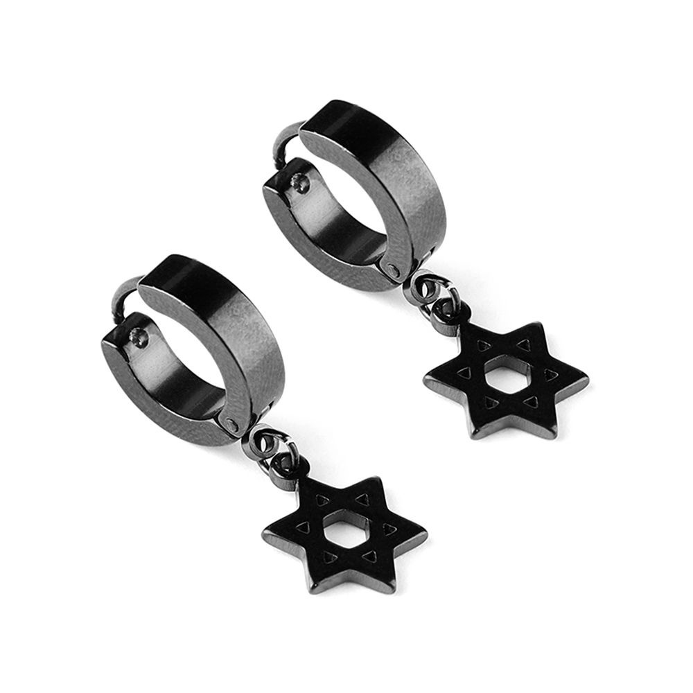Khuyên tai mặt hình chữ thập / ngôi sao sáu cánh bằng thép không gỉ phong cách cá tính dành cho nam và nữ