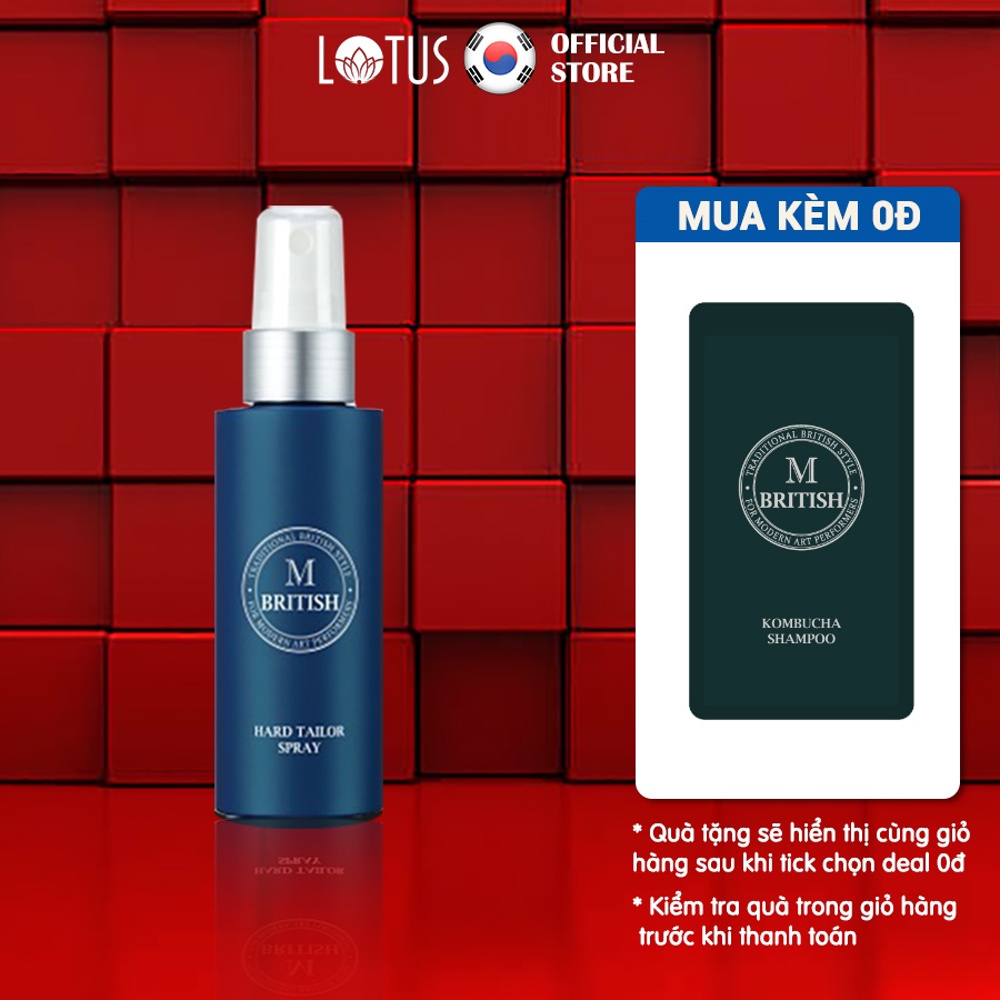 Keo xịt tóc tạo kiểu giữ nếp cứng cố định, không nặng tóc, đổi kiểu dễ dàng cho nam nữ BRITISH M Hard Tailor Spray 80ml