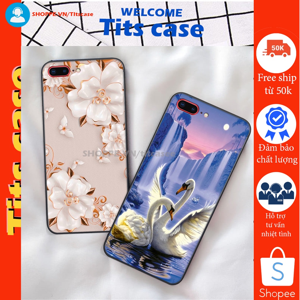 Ốp lưng  ip 7 PLUS / 8 PLUS in hình thiên nga,hoa may mắn, đặc sắc ĐỘC - LẠ - BỀN