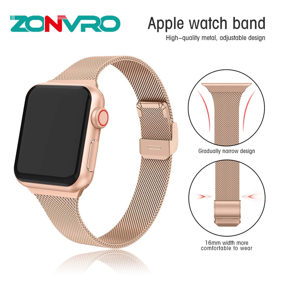 Slim Watch Band for Apple Watch SE 6/5/4 40MM 44MM Metal Bracelet Loop Strap for iWatch Series 3/2/1 38MM 40MM Wrist Watchband