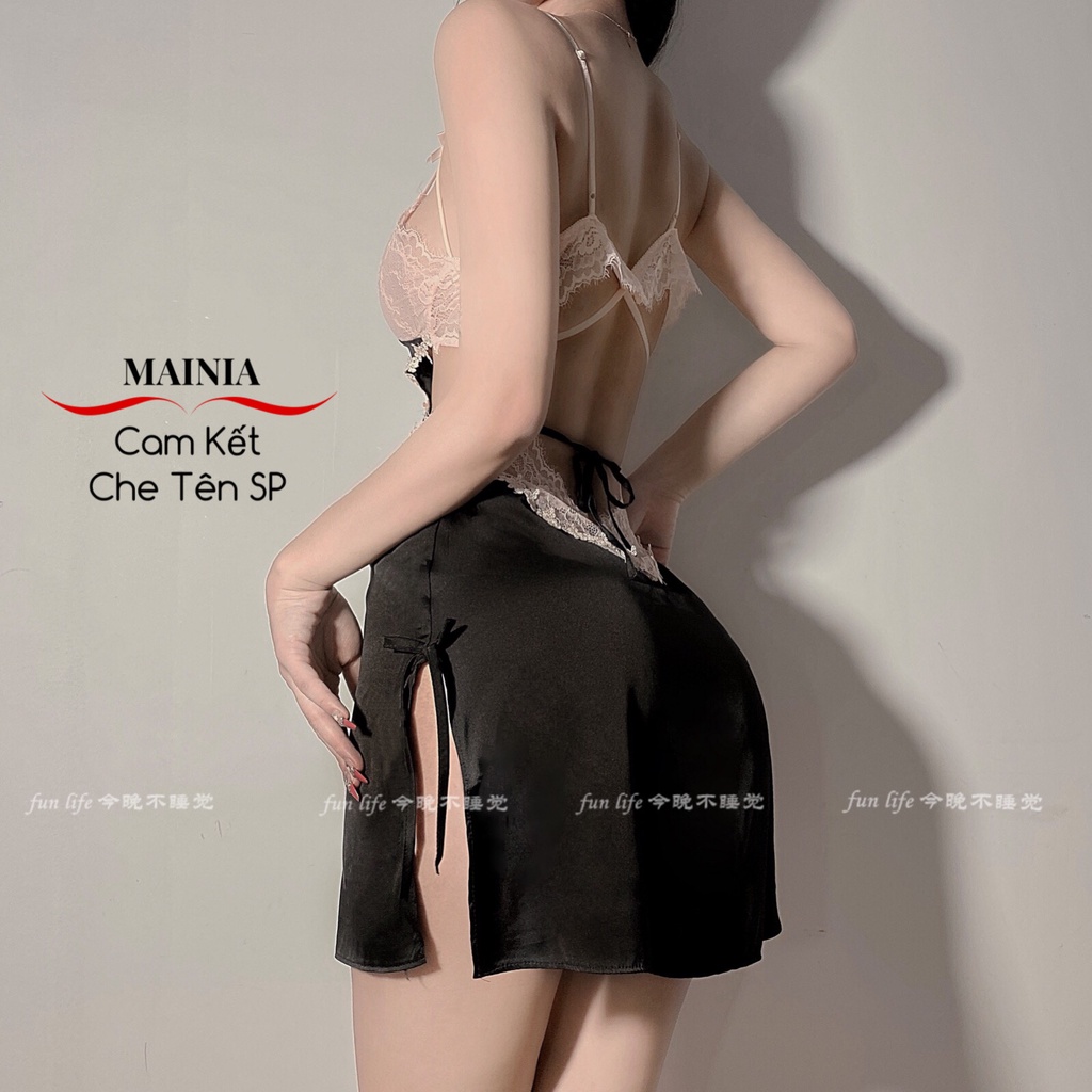 Đầm Ngủ Váy Ngủ Satin Phối Ren Khoét Eo Hở Lưng Thanh Lịch Nhẹ Nhàng Nhưng Cực Kỳ Sexy Quyến Rũ Mainia Shop
