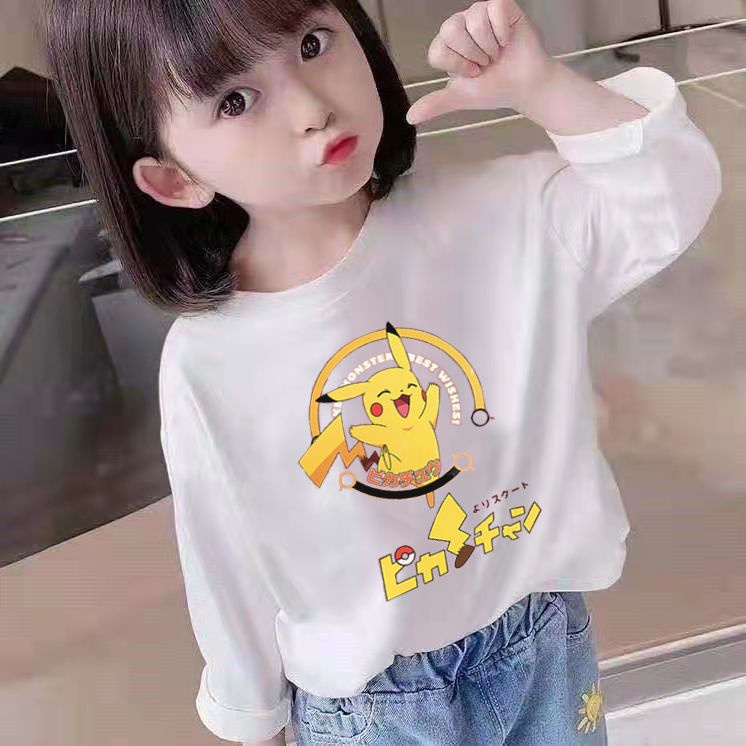 Áo Thun Trắng Tay Dài Bằng 100% Cotton Nguyên Chất Hàng Mới Dành Cho Bé Gái