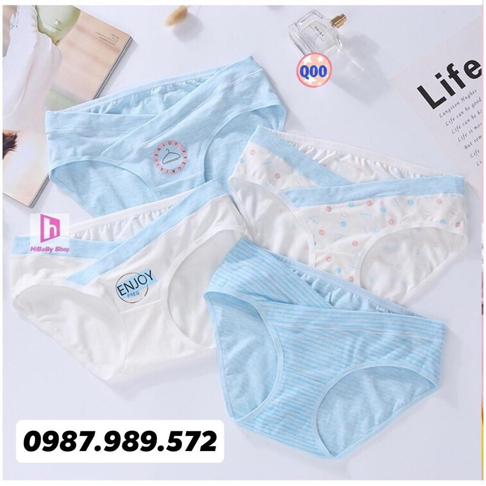 (Siêu hot) Sét 4 Quần Lót Bầu cạp chéo coton (CS 101) sịn siêu đáng yêu ( túi zip)