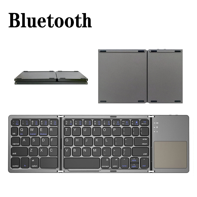 【Ready Stock】Mini Gấp Bàn Phím Bluetooth Gập Bàn Phím Không Dây Có Bàn Di Chuột Cho Windows,Android, Máy Tính Bảng Ios Điện Thoại Ipad