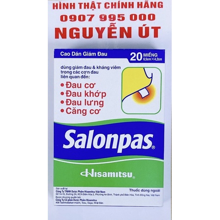 cao dán salonpas hộp 20 miếng