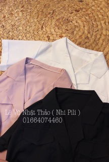 Áo sơ mi cổ vest buộc eo