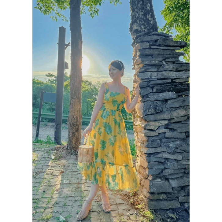 (Free ship) Đầm Voan THiết Kế Hai Dây Dáng Xòe Siêu Xinh UP VLTN Shop