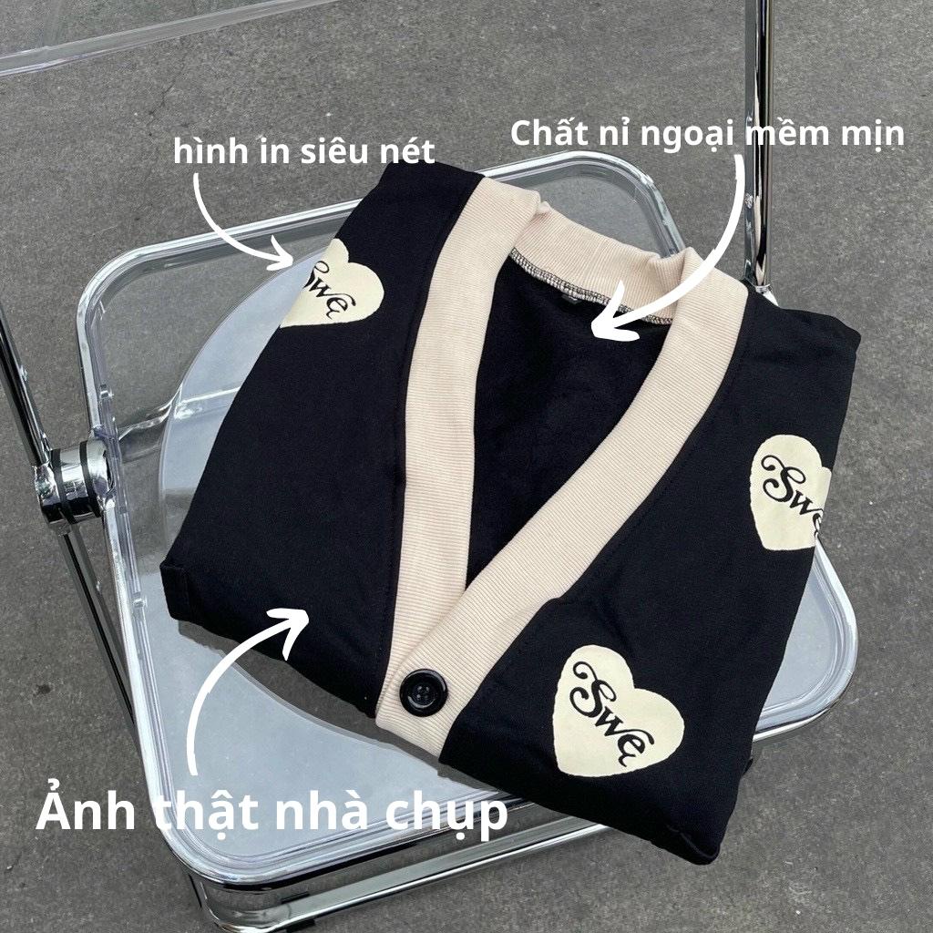Áo Khoác Cardigan Chất Nỉ Ngoại Mền Mịn Hình In Nổi Siêu Đẹp