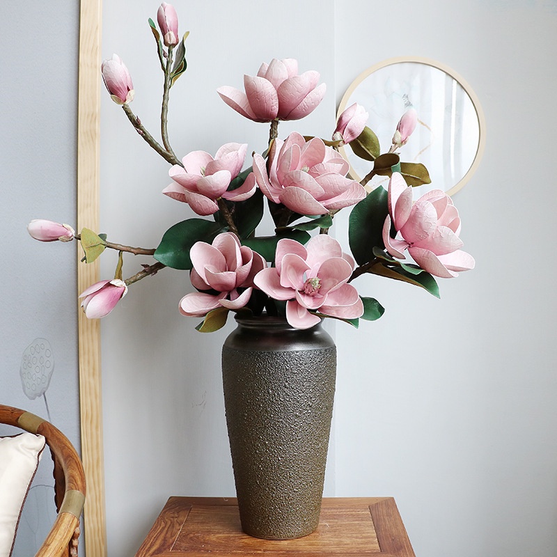 Cành hoa mộc lan giả cao cấp, Size đại chất PU - Hoa giả cao cấp, Hàng Nhập Khẩu, decor trang trí nhà cửa..