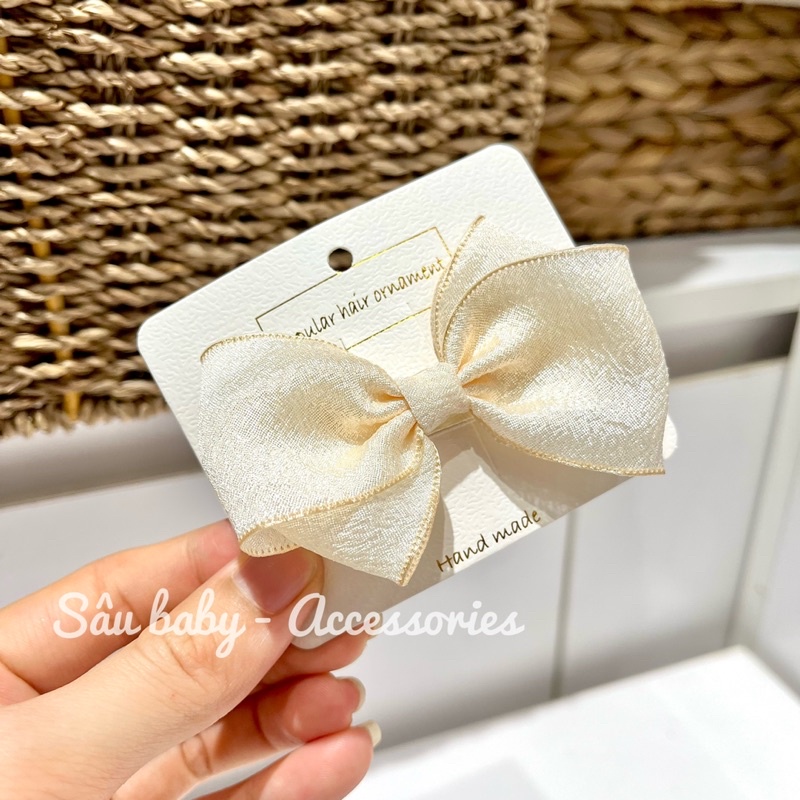 Kẹp nơ voan nhăn handmade cho bé