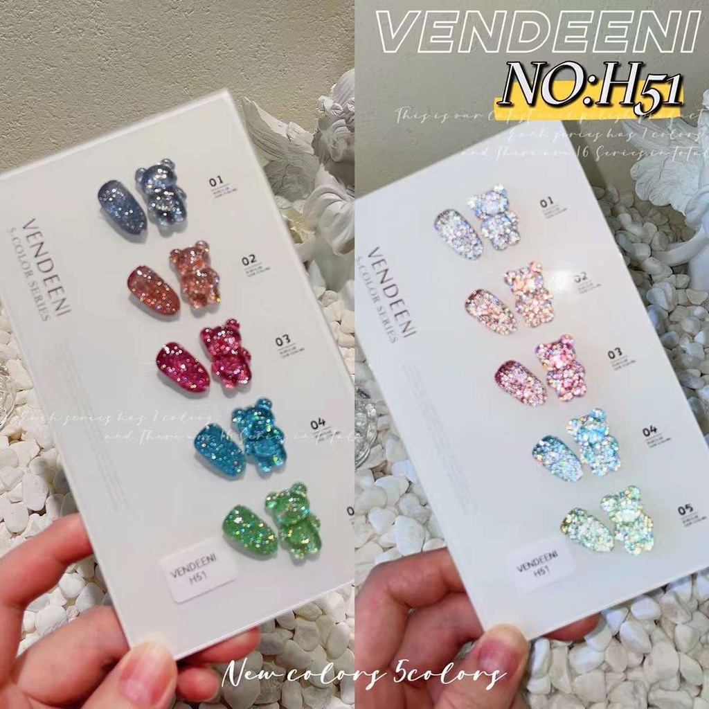 Set sơn nhủ flash 5 màu Vendeeni kèm bảng màu - Sushi nail mi