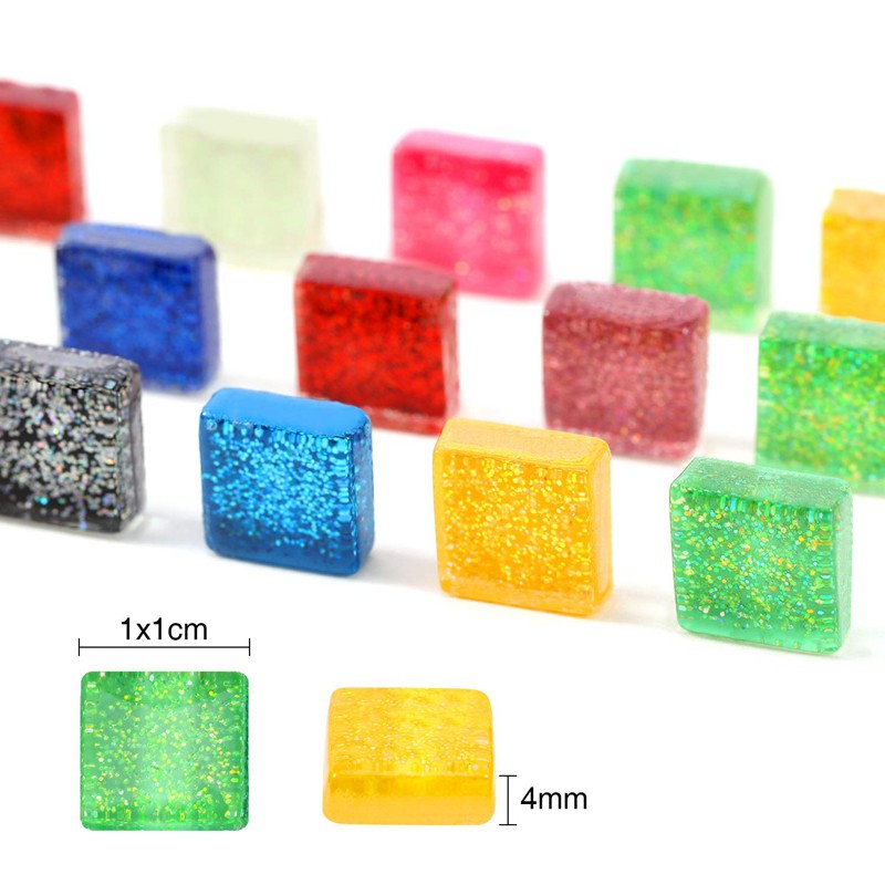 Set 100 viên gạch mosaic nhiều màu hình vuông 1cm trang trí nhà cửa