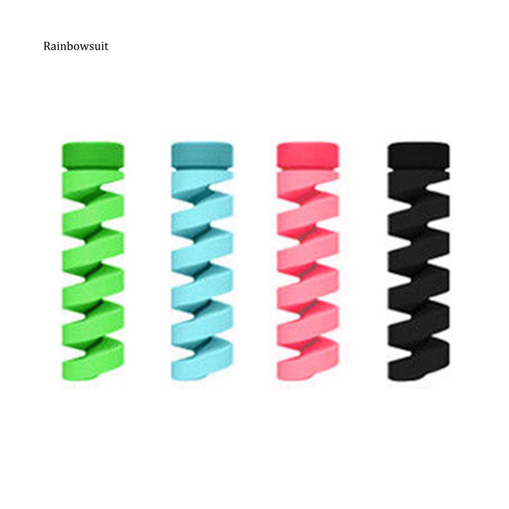 Bộ 4 dây TPU bảo vệ cáp USB hình xoắn ốc kích thước 4cm tiện dụng