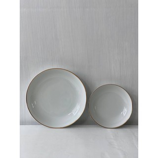 Dĩa gốm style Âu basic viền gold 2 size
