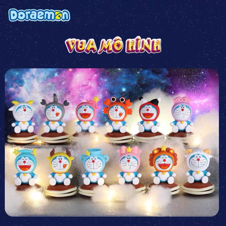 Mô hình Doraemon - Mô hình 12 búp bê trang trí Doraemon cực dễ thương cao 5-6cm để xe ô tô và trang trí trong phòng