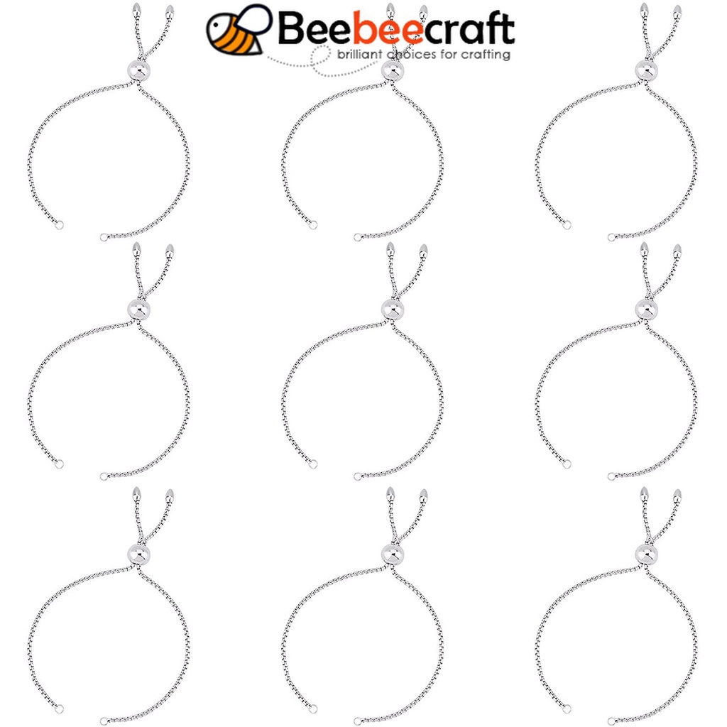 Set 10 Thanh Trượt Bằng Thép Không Gỉ 304 Làm Vòng Tay DIY Kèm Hộp Đựng