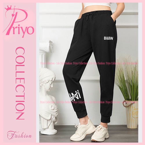 Quần jogger nữ, quần dài nữ in thời trang cao cấp mặt vải da cá cạp chun gấu chun co giãn QDN2052