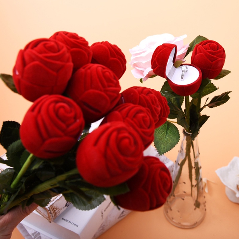 1 Hộp Đựng Nhẫn Hình Hoa Hồng Lãng Mạn