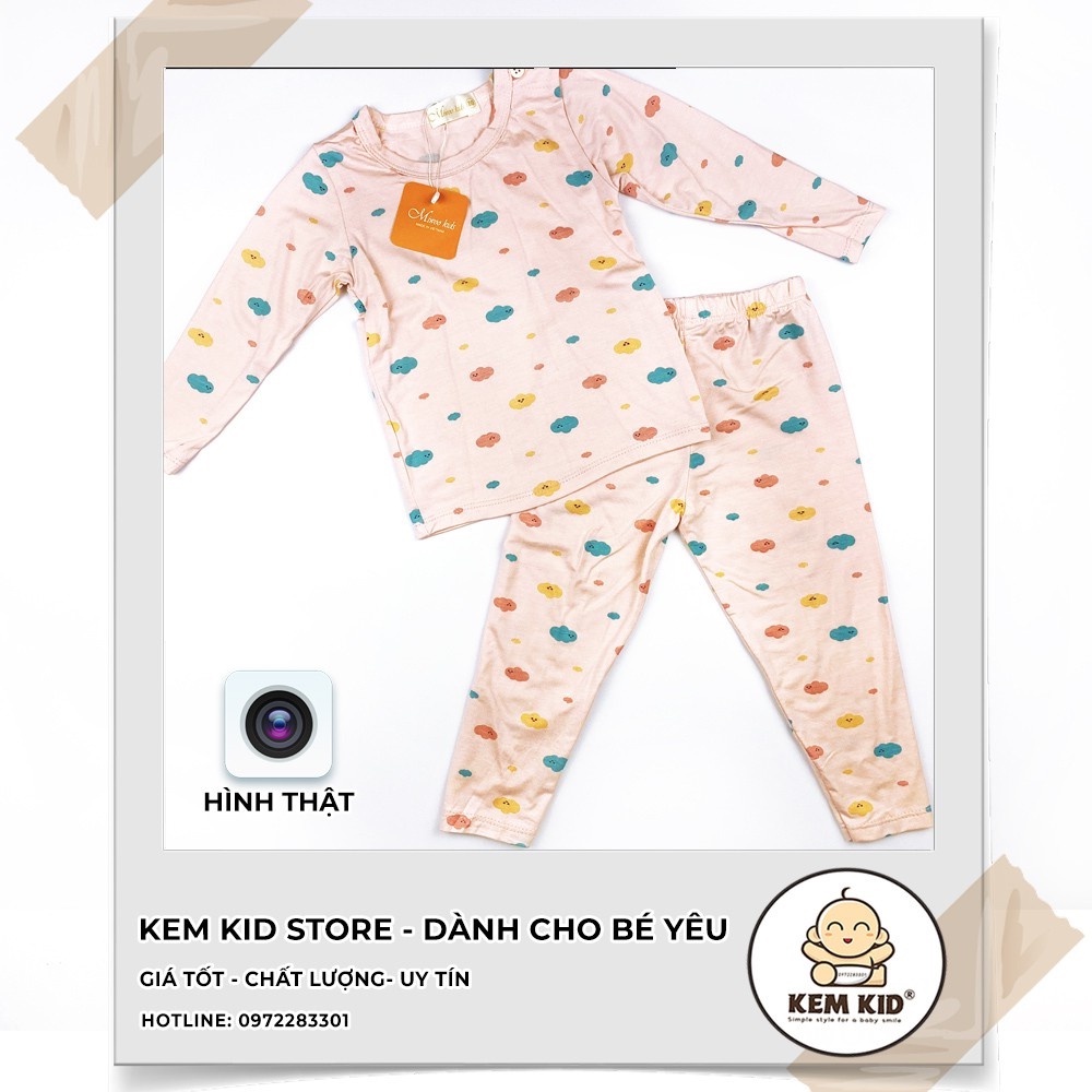 Bộ MIWOO KIDS dài tay họa tiết cute, vải thun lạnh siêu mát, mềm mịn thấm hút mồ hôi cho bé