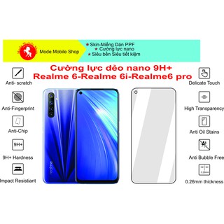 Kính cường lực dẻo phủ nano 9H+ realme 6/Realme6i/ Realme6 pro loại siêu bền
