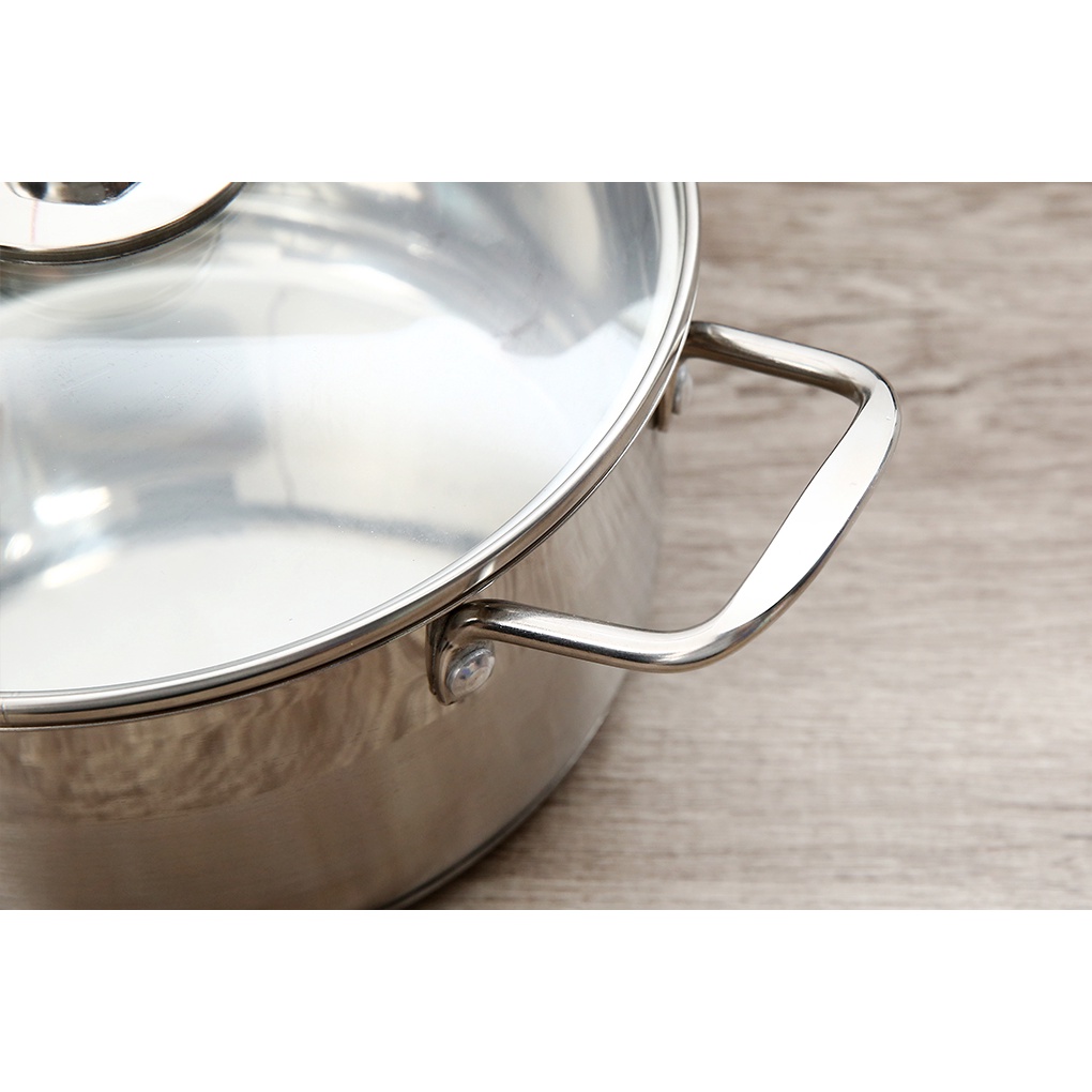 [LIFEMCMBP4 -12% đơn 250K] Nồi inox 3 đáy nắp kiếng Smartcook SM240XMN Size 16-20-24cm