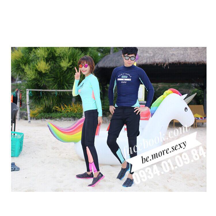 Đồ bơi dài tay Hàn Quốc xanh hồng vàng | BigBuy360 - bigbuy360.vn