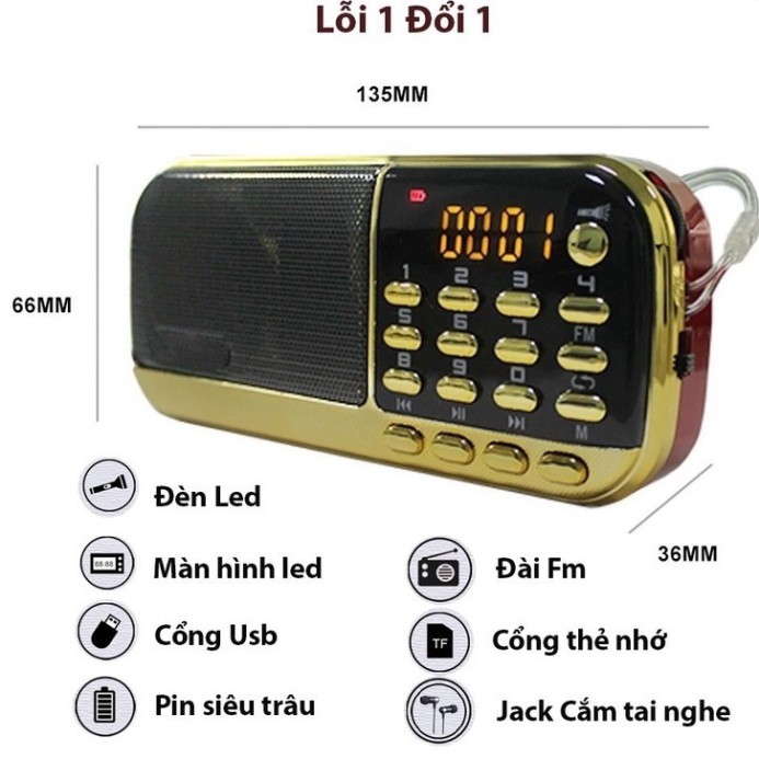 Loa đài Craven loa 836S, máy nghe nhạc đọc kinh phật dùng thẻ nhớ/USB 2 pin siêu trâu