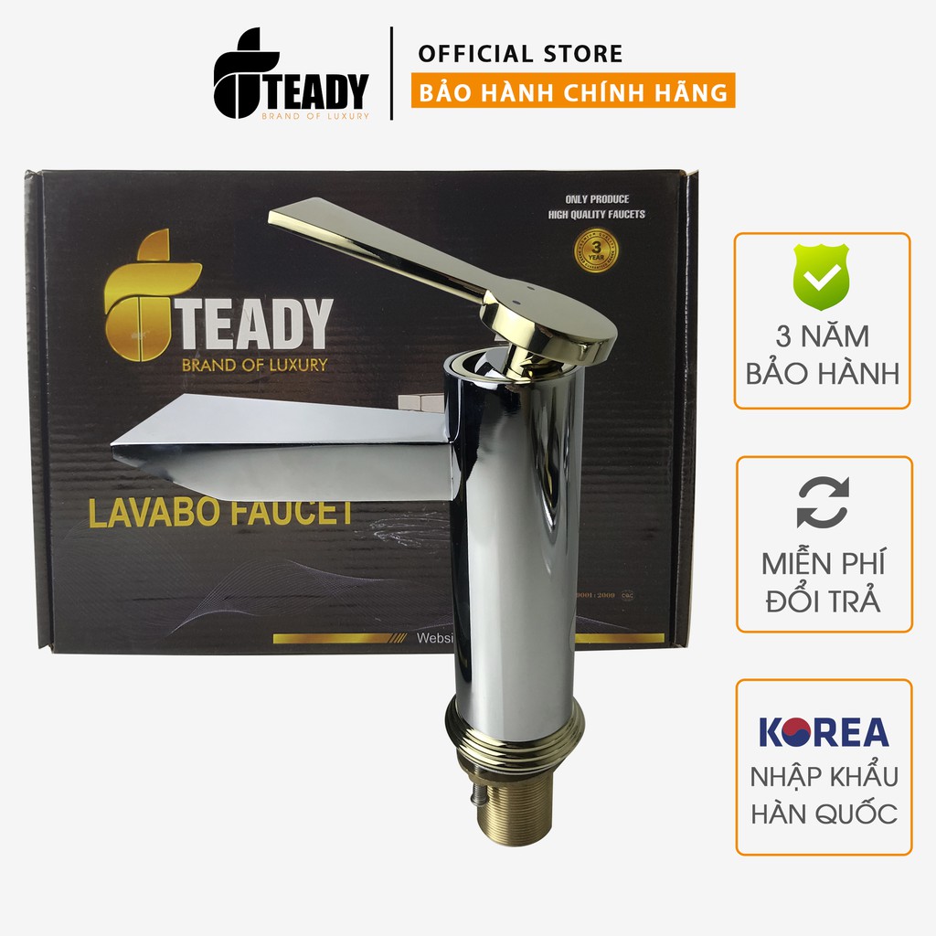 Vòi lavabo nóng lạnh Teady vòi chậu rửa mặt mạ vàng cao cấp chống gỉ độ bền cao - V128A