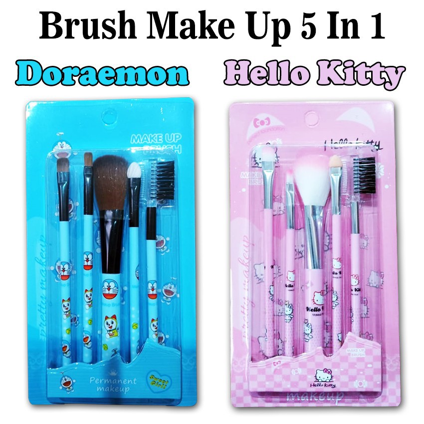 Bộ 5 Cọ Trang Điểm 5 Trong 1 Doraemon / Hello Kitty