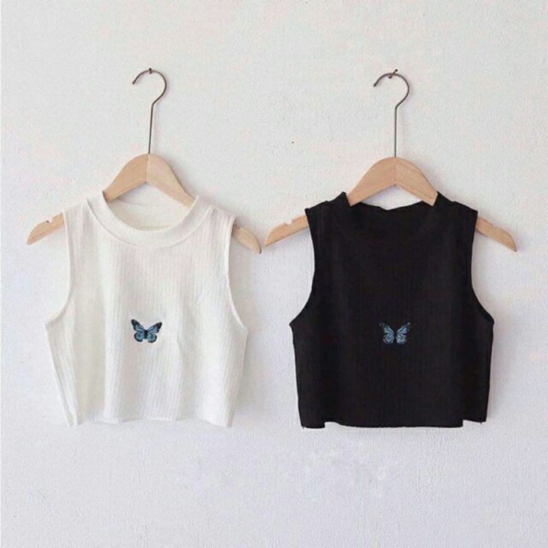 Áo CRT BA LỖ THÊU BƯỚM THUN GÂN CT-BLB