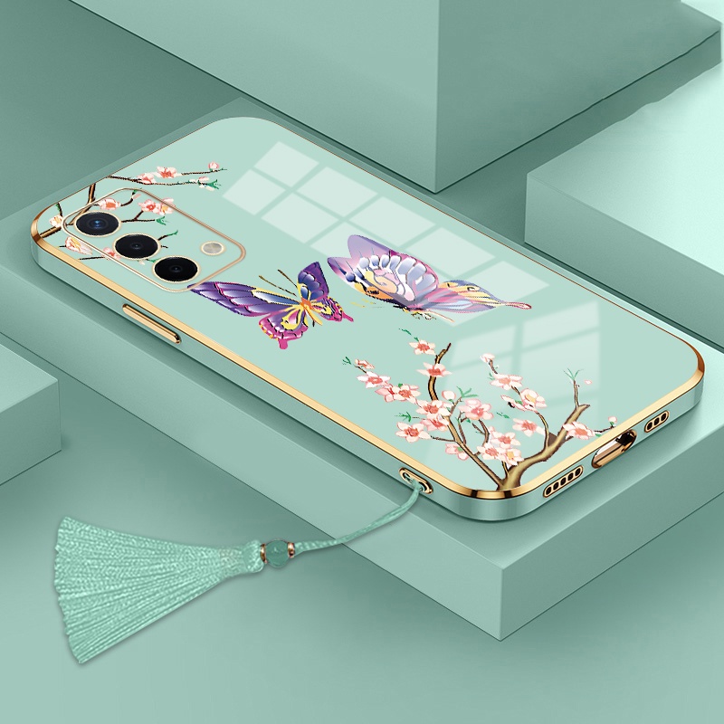 ốp lưng oppo a74 a95 a74 5g Ốp Điện Thoại Silicon Họa Tiết Bươm Bướm Kèm Dây Đeo Cho oppo a74 a95 a74 5g
