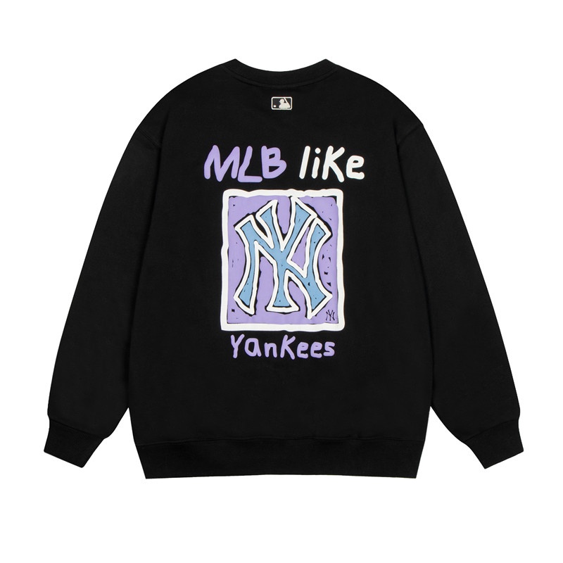 Áo thun tay dài cổ tròn dáng rộng in họa tiết mlb graffiti cá tính thời trang dành cho cặp đôi | BigBuy360 - bigbuy360.vn