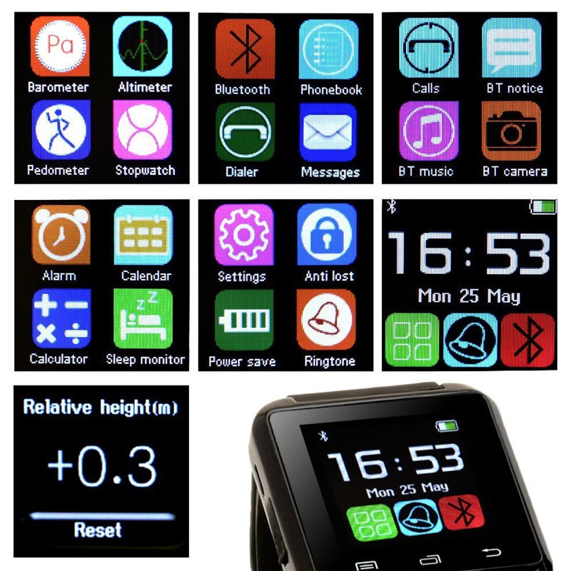 Đồng hồ thông minh bluetooth U8 kĩ thuật số thể thao hỗ trợ sử dụng cho IOS Android
