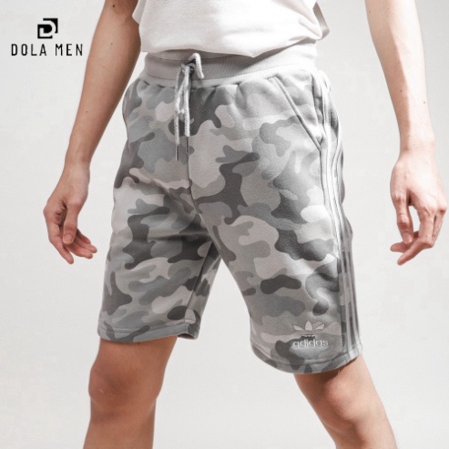 Quần Short Thun Nỉ Adidas Nam sọc ba lá