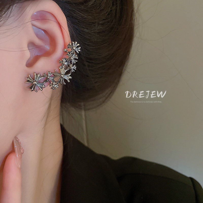 Khuyên tai DREJEW 2 hình chữ thập bằng bạc phong cách Âu Mỹ độc đáo thời trang