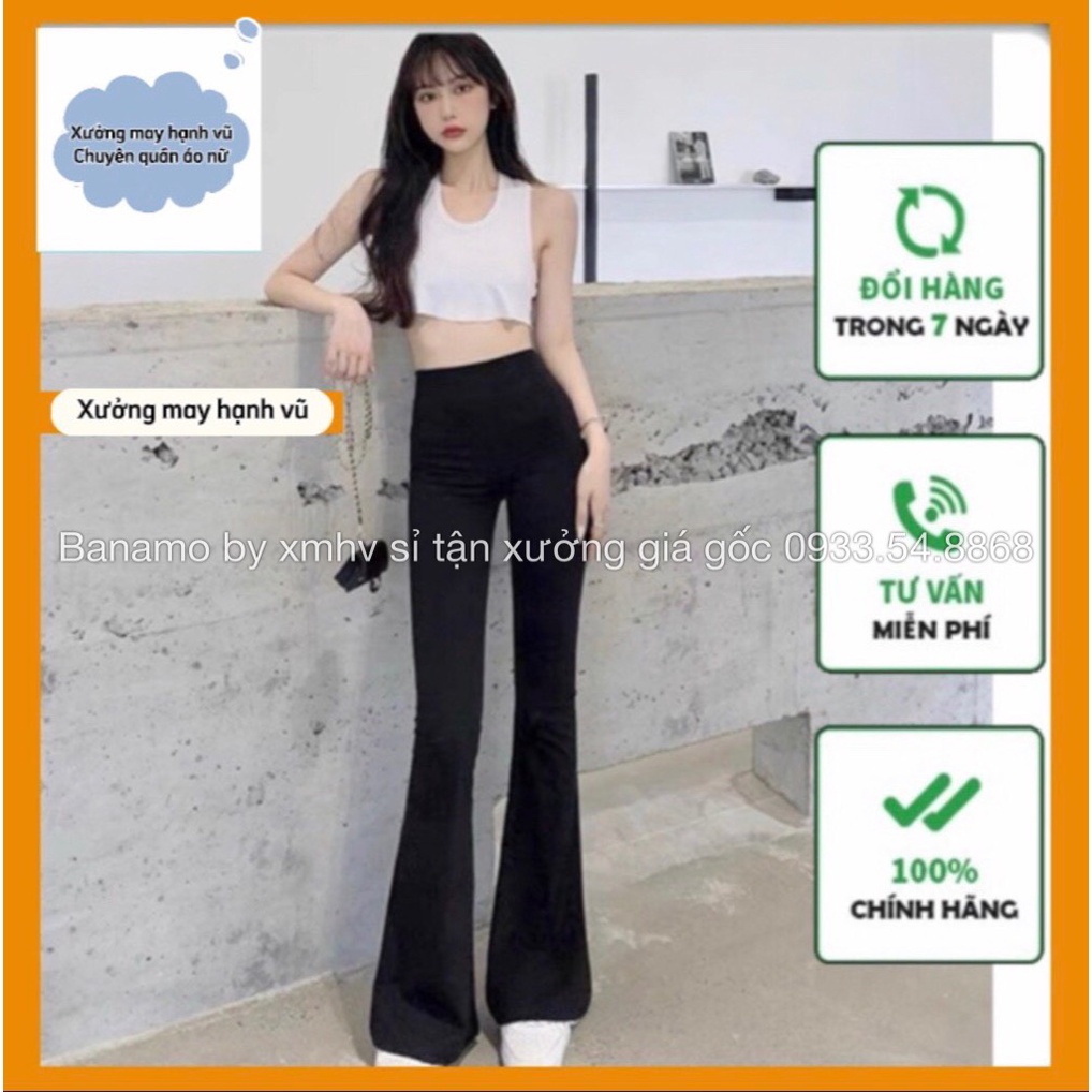 Quần ống loe nữ cạp cao dáng dài quần legging nữ ôm ống loe lên from xinh tôn dáng 411