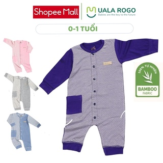 Bodysuit cho bé Uala rogo 0-1 tuổi vải sợi tre Bambo Fabric cúc giữa có túi co giãn gọn gàng quần áo trẻ em UR3491