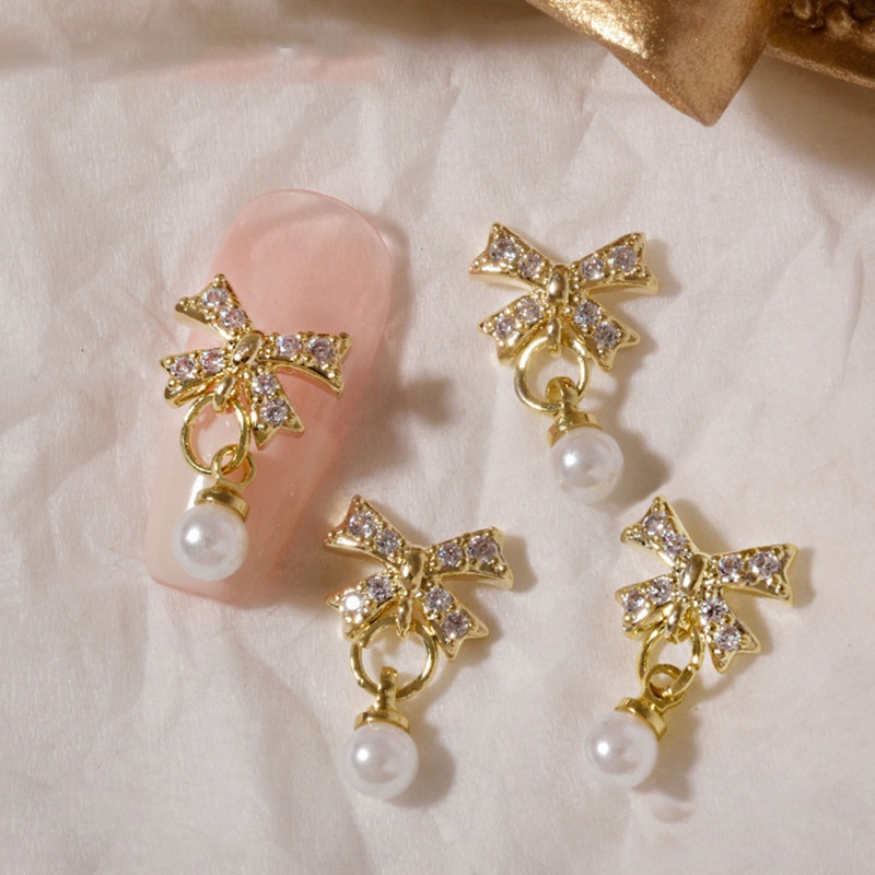 Hộp Phụ Kiện Ngọc Trai 3D Trang Trí Móng Tay Charms