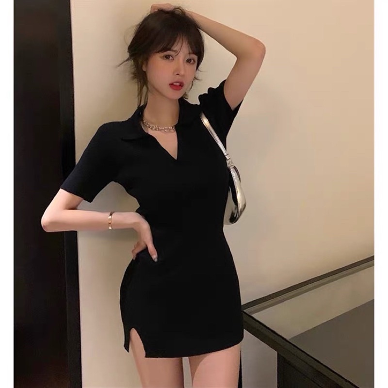 🌸 Váy body cổ V xẻ tà siu sexy COÁ ẢNH THẬT | BigBuy360 - bigbuy360.vn