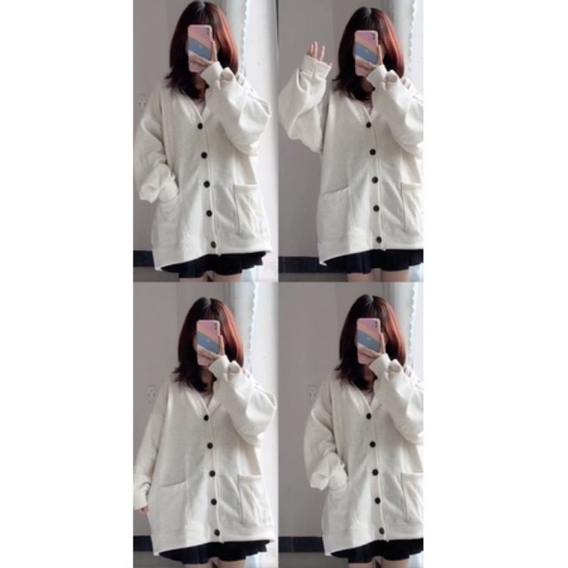 ÁO CARDIGAN XÁM FORM RỘNG