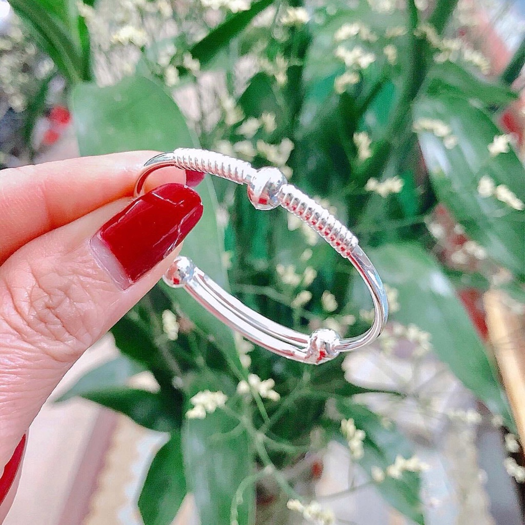 Vòng bạc cho bé đơn giản, an toàn - Vòng đeo tay chân bằng bạc ta cho trẻ em 1- 4 tuổi