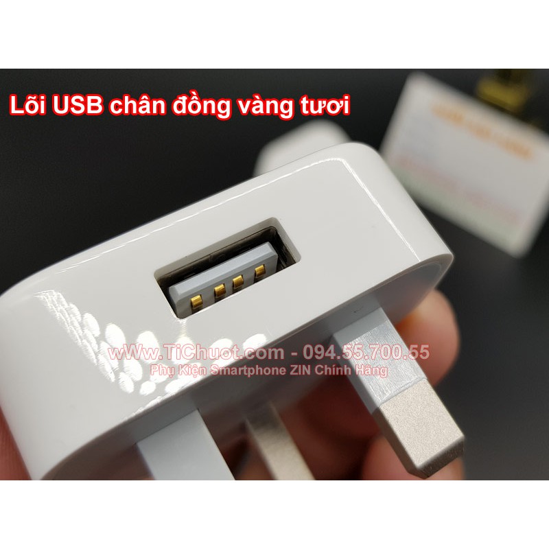 Sạc iP 5W Chân Cắm 3 Chấu chuẩn UK/ Singapore Chính Hãng