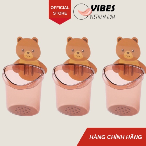 Ly Cốc Gấu Dán Tường Đựng Bàn Chải Đánh Răng Tiện Lợi Phụ Kiện Nhà Tắm