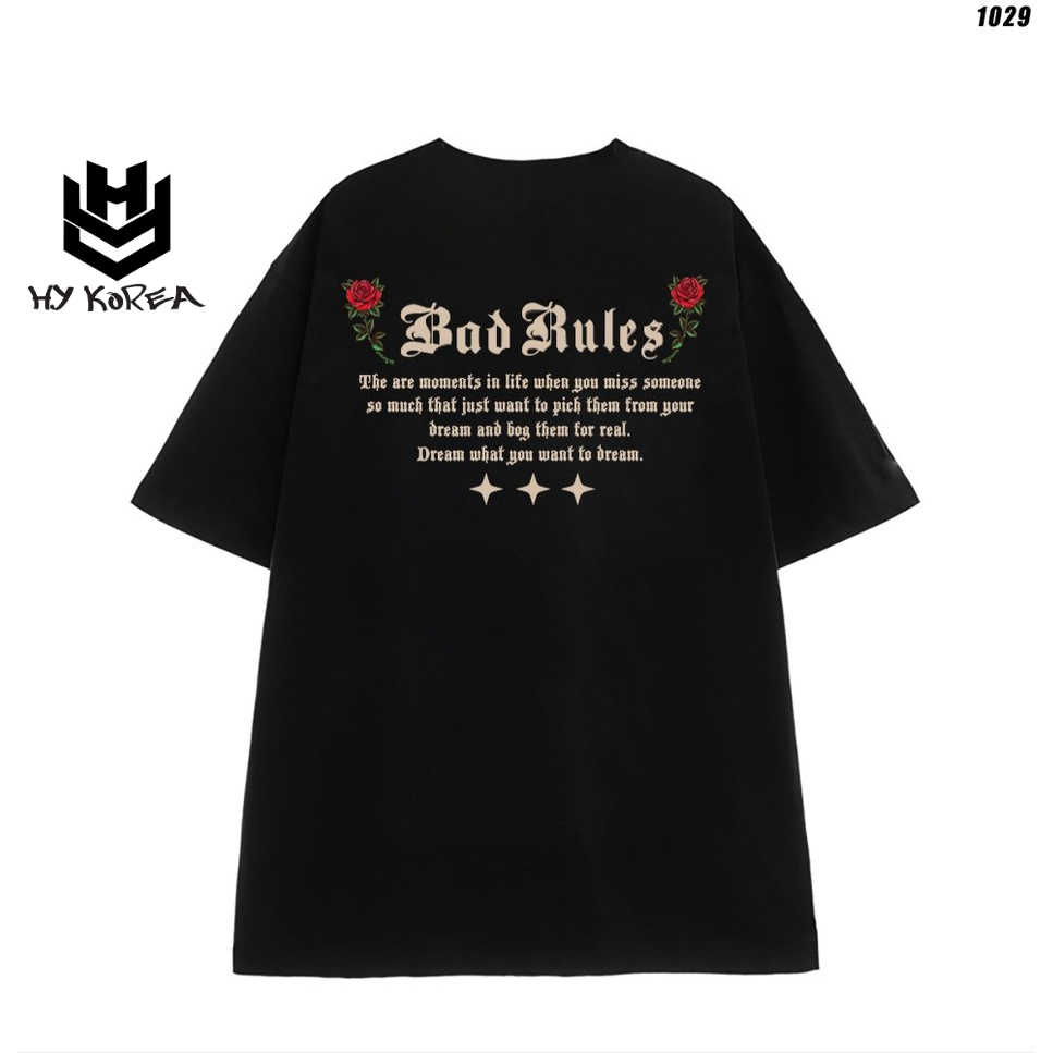 Áo thun form rộng nam nữ tay lỡ Bad Rules 1029 HY KOREA